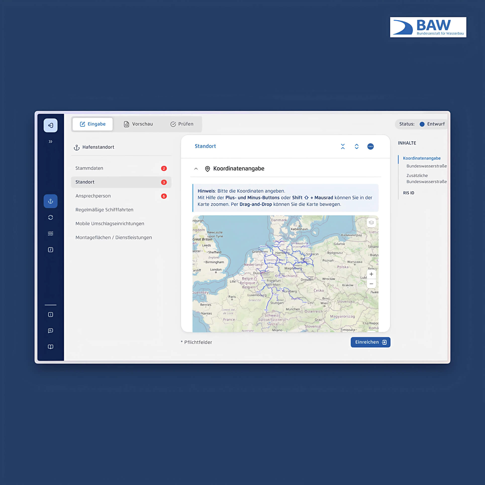 Hafeninfrastruktur Datenerfassung